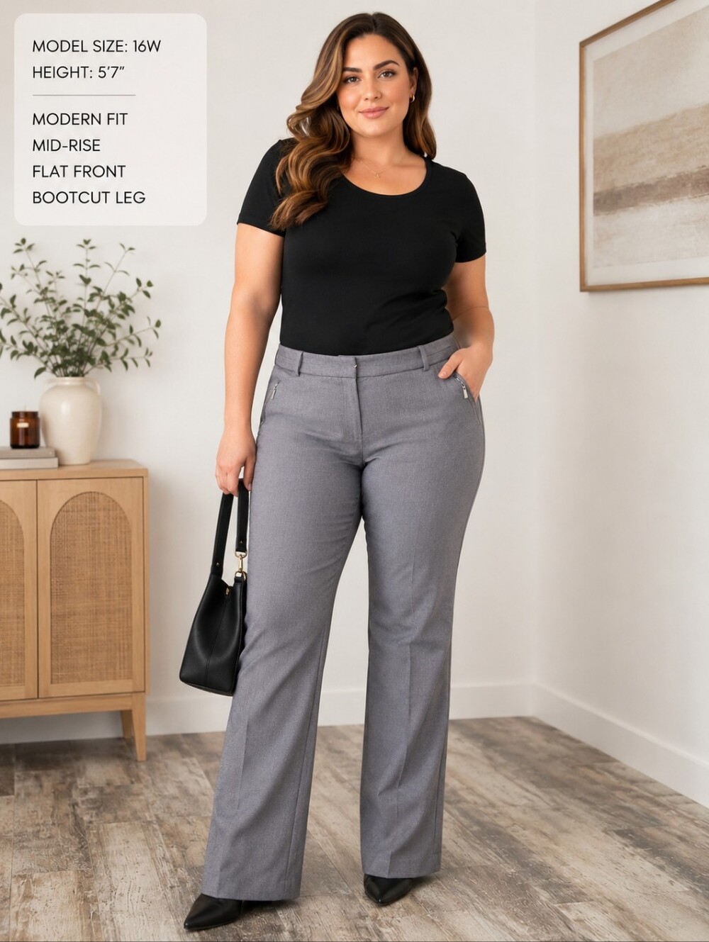 Worthington Modern Fit Gray Bootcut Dress Pants Women's Size 16